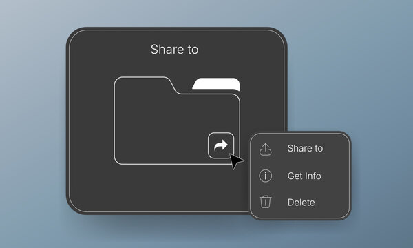 File sharing option and context menu user interface mockup