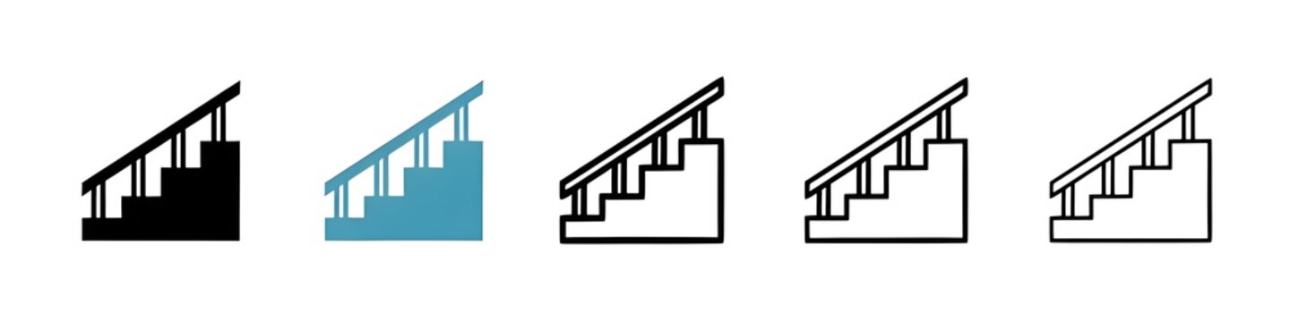 Stairs icon pack. line style EPS 10. Thin line customizable illustration. Contour symbol. Vector isolated outline drawing. Editable stroke