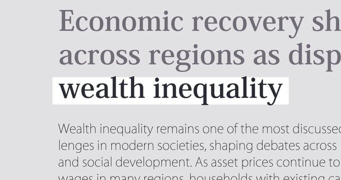 Wealth inequality, changing news headlines sequence across media about wealth gap, rich&ndash;poor gap, loop footage
