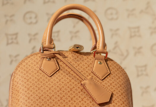 Louis Vuitton Alma BB handbag with Minigram pattern in hazelnut-coloured leather. Milan, Italy, 1 June 2026