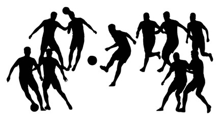 Obraz premium Soccer players competing on a field isolated on transparent background, Vector