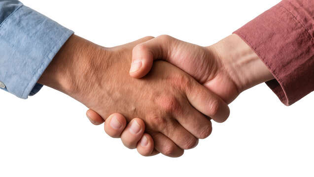 Firm handshake between two men in business shirts