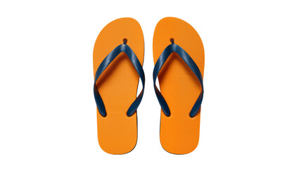 Fototapeta premium Orange flip-flops with dark blue straps