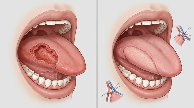 Surgical reconstruction of the tongue after cancer removal and reconstruction