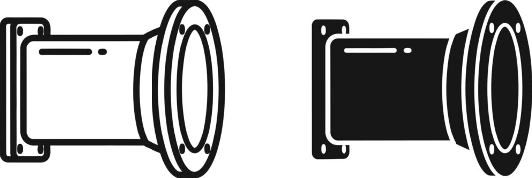 Flanged pipe fitting with bolt holes on white and black backgrounds