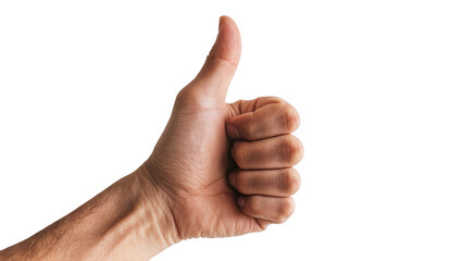 Fototapeta premium Male hand showing thumbs up gesture skin texture, white
