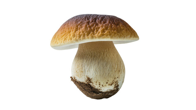 Porcini mushroom with brown cap and thick stem