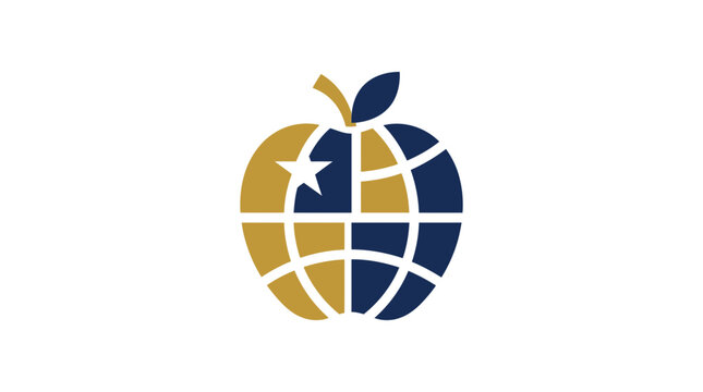 Global Education Apple Logo with Star and Globe Design