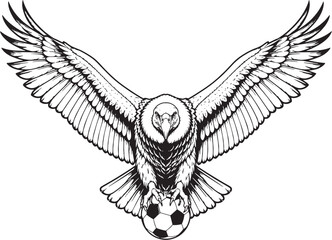 Fototapeta premium Andean Condor Flying with Soccer Ball Vector Football Wildlife Emblem Illustration