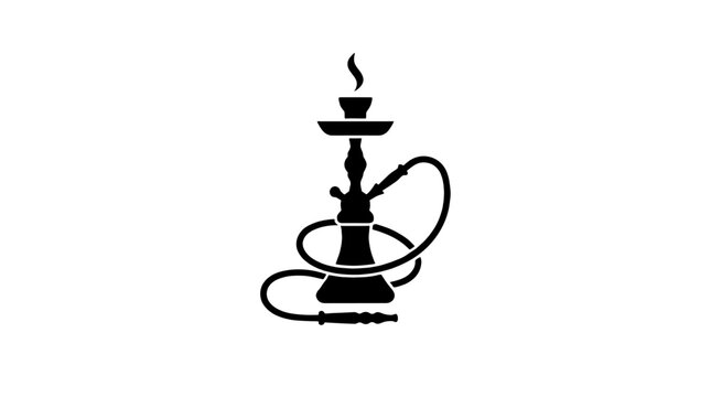 Black hookah silhouette icon isolated on white background