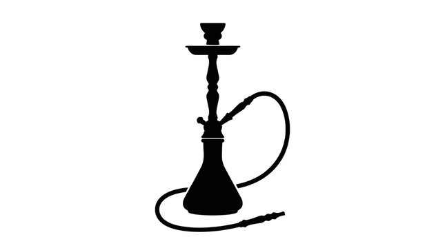 Black hookah silhouette isolated on white background