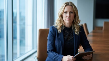 Fototapeta premium Portrait of a confident female executive in a corporate boardroom