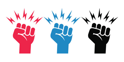 Fototapeta premium Fist Knocking Icon with Human Hand Gesture, Impact Lines, Outline Design, and Editable Vector Illustration for Website Graphics.