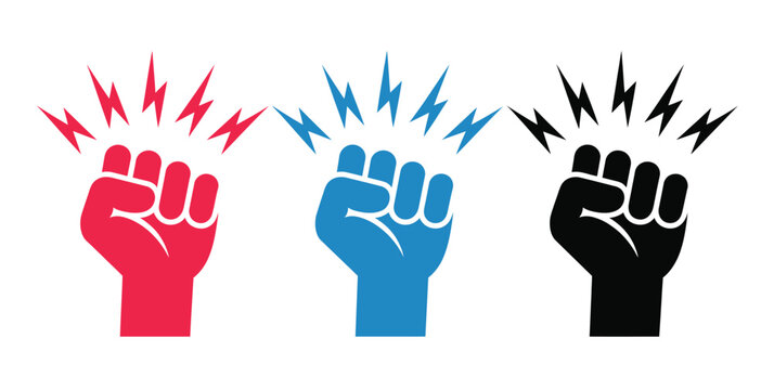 Fist Knocking Icon with Human Hand Gesture, Impact Lines, Outline Design, and Editable Vector Illustration for Website Graphics.