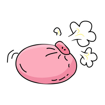 Pink Whoopee Cushion Fart Bag Joke Toy Vector Illustration. Funny Practical Prank and Humorous Trick Icon.