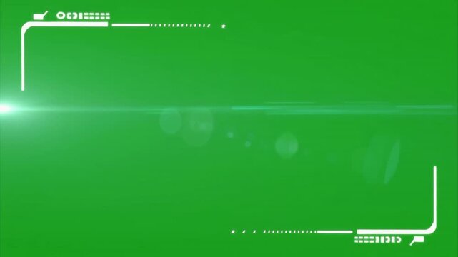 Futuristic green screen animation with a digital frame and lens flare effect for video editing
