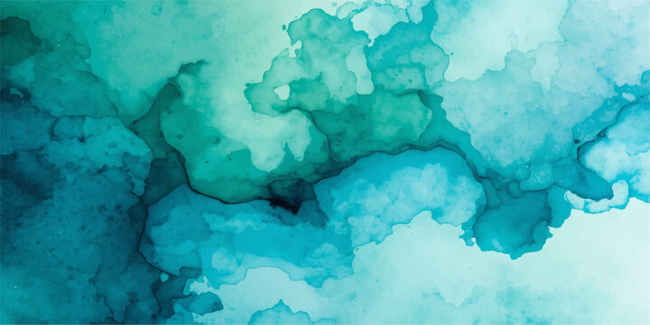 Abstract blue watercolor background with icy texture and soft cloudy patterns