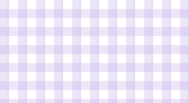 Soft Pastel Purple Lavender Gingham Seamless Pattern with Zigzag Texture on White Background. Illustration Vector