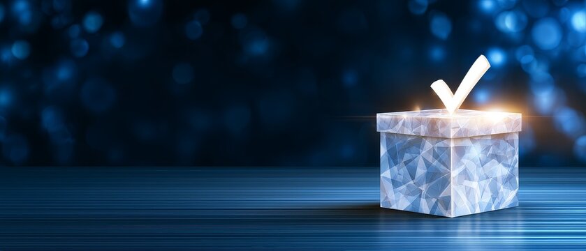 Illuminated voting box with checkmark symbolizing election campaign awareness and call to action for voters
