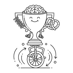 Trophy character riding unicycle with brain illustration © EMDADUOL HAQUE 