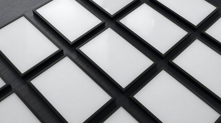 Obraz premium Arrangement of Blank White Business Cards on a Dark Surface, Mockup.