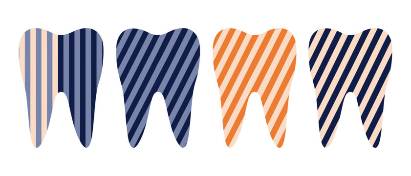 Tooth vector illustration collection colorful striped