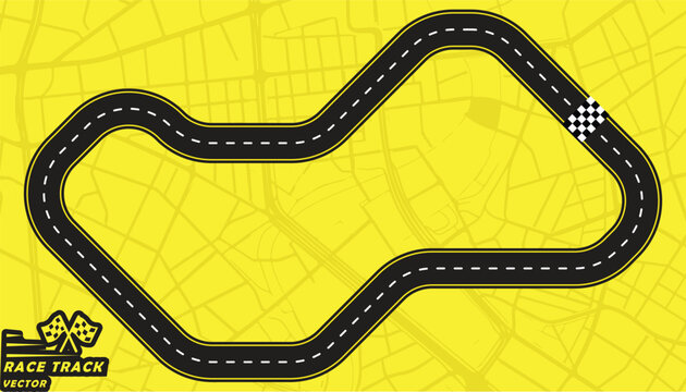 Road track or Race track isolated on yellow background.