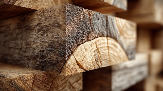 Cross laminated timber (CLT) texture, massive wood layers, structural beam end grain, architectural construction background 