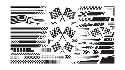 Naklejka premium Racing and Speed Graphic Elements with Checkered Flags