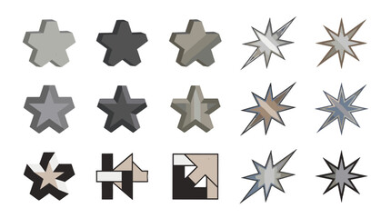 Obraz premium Collection of abstract star and geometric shape icons