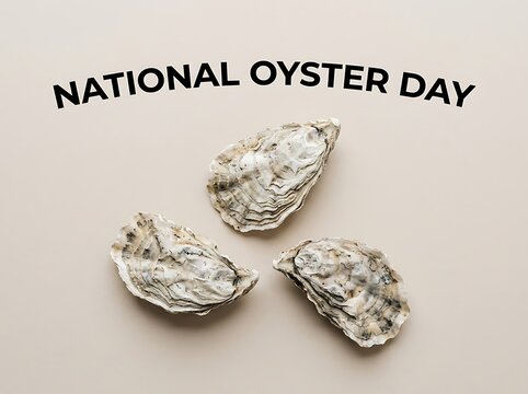 Fresh raw oysters in their shells arranged neatly for national oyster day celebration concept