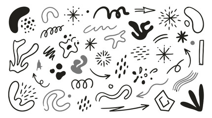 Fototapeta premium Abstract hand drawn doodle shapes and arrows vector set