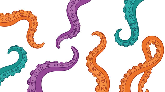 Colorful octopus tentacles pattern on white background