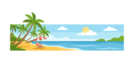 Fototapeta premium Tropical beach landscape with palm trees and ocean vector
