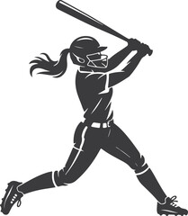Obraz premium Female Softball Player Batting Silhouette Action