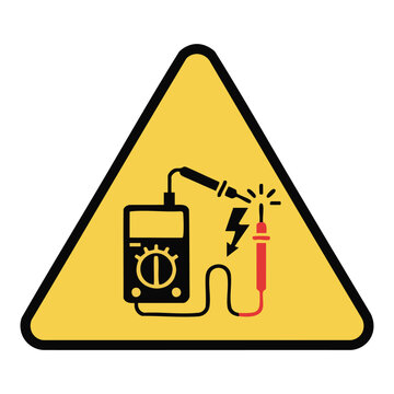 Electrical testing danger multimeter probe lightning bolt.