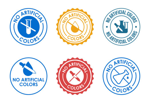 Set of vector icons no artificial colors for natural and healthy food products.