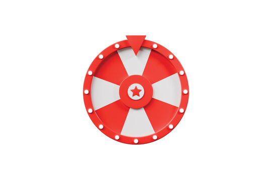 3d fortune wheel icon. prize spin concept. minimal cartoon lucky draw spinner arrow pointer for promotion marketing. isolated on white transparent background. 3d render.