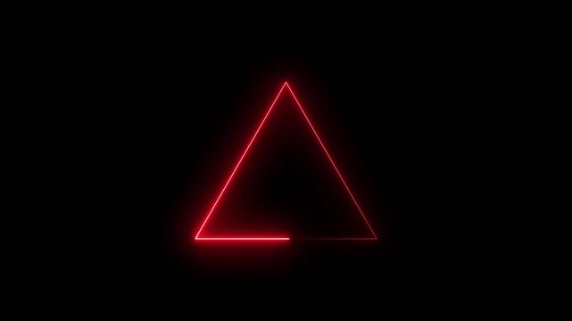 Glowing neon red triangle frame on black background neon Simple triangle animation Triangle animation