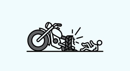 Obraz premium Motorcycle accident illustration crash scene with person and bike