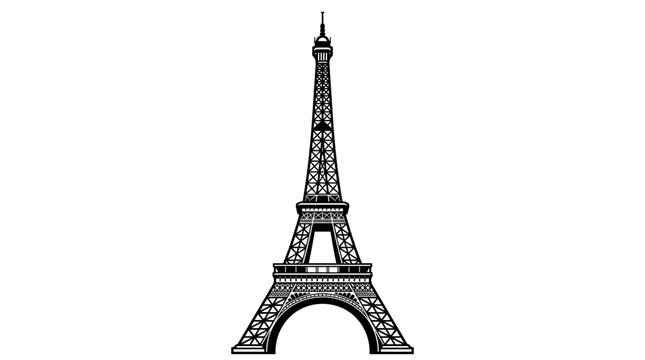 Eiffel Tower illustration in black and white 1.