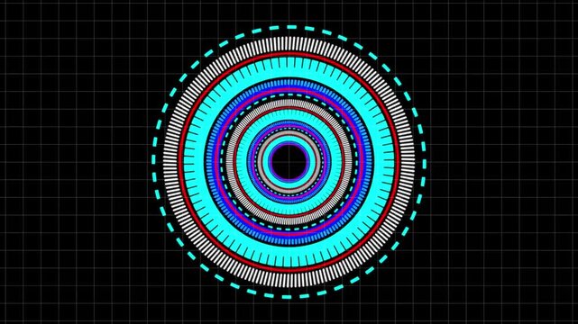 Interlocking futuristic circular HUD elements with neon accents. High tech interlocking futuristic circular HUD elements for radar. Tech interlocking circular HUD panels.