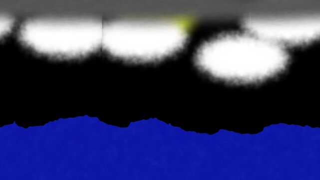 Abstract blurred lights over blue water with black sky. Moody abstract blurred lights for evening beach background designs. Soft abstract blurred lights bokeh.