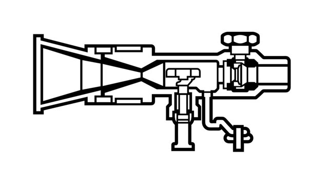 Diagram of a Venturi tube with internal components shown.