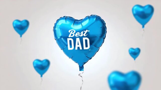 Blue heart-shaped balloon with best dad message, celebration of fatherhood, appreciation gift for dad, festive occasion, uplifting family sentiment, bonding love expression, helium decoration