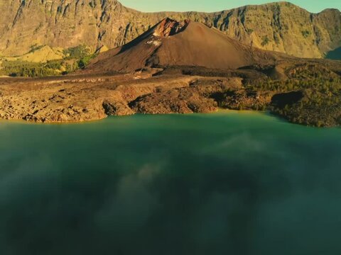 lake and mountains anak dara rinjani lombok Indonesia 