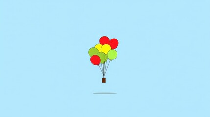 Fototapeta premium Colorful Balloons Floating Against a Light Blue Background