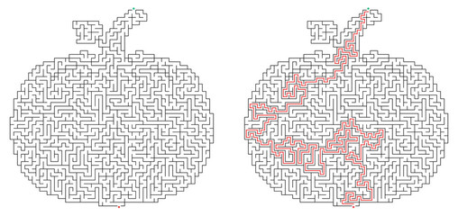 Obraz premium Pumpkin maze designs with intricate paths on white background 