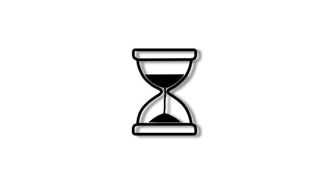Abstract hourglass loading animation with flowing realistic sand effect. Hourglass icon Falling sand showing passing time loop.