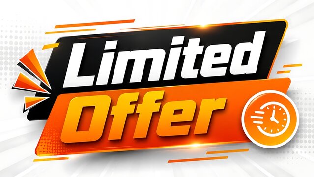 Limited offer promotional tag with countdown timer icon e commerce promotion marketing discount shopping business countdown commercial advertisement e-commerce reduction notification